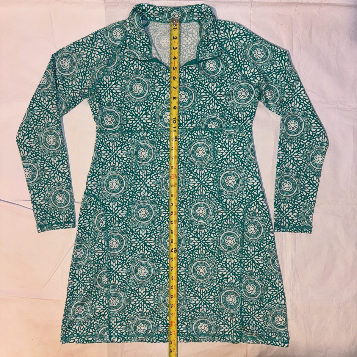 soybu long sleeve dress Soybu Dress Green White Long Sleeve Mock Neck Quarter Zip Sport Womens Size S