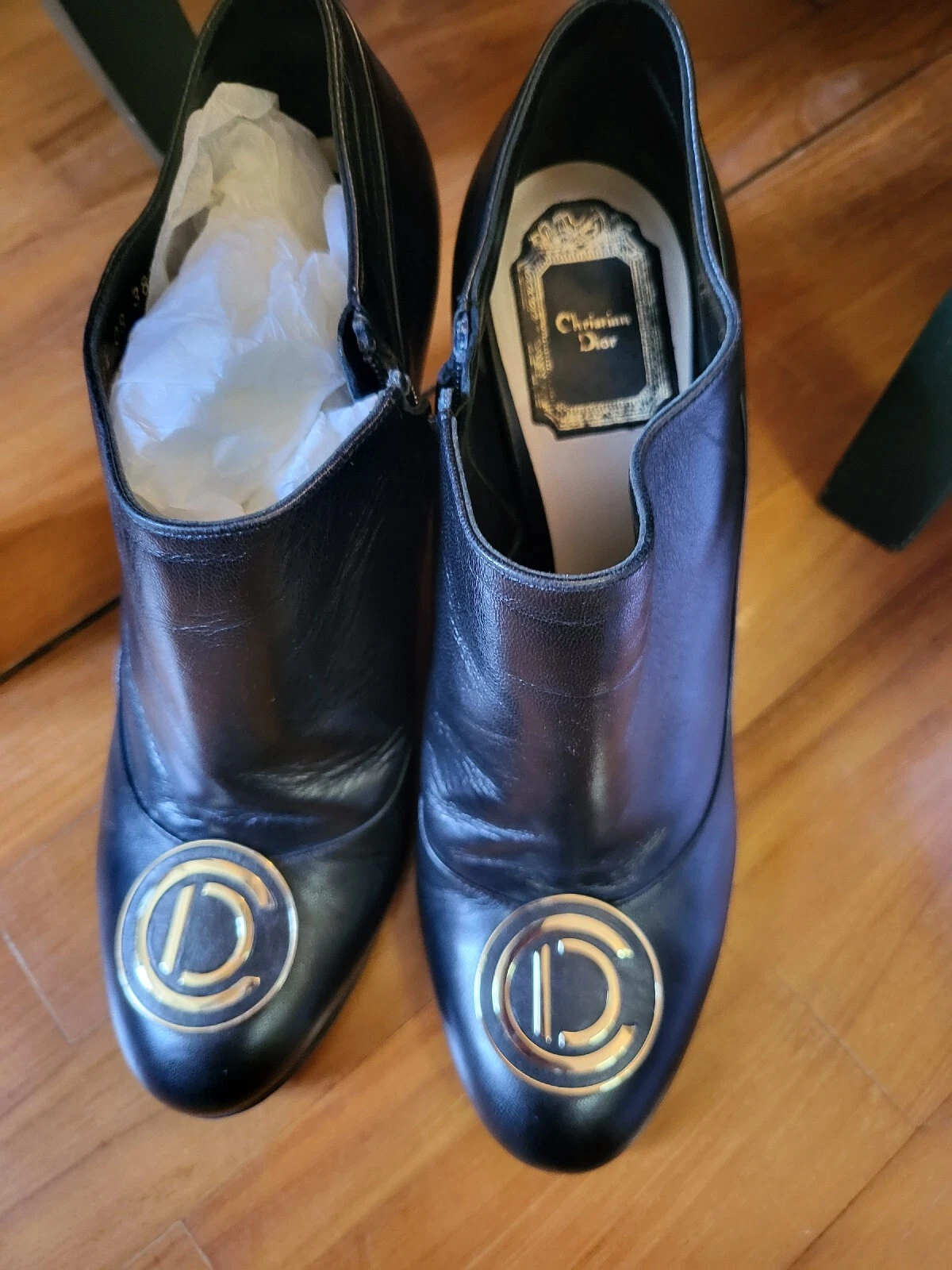 Bottes cheville authentiques vintage christian dior eu 38,5 UK 5 boucle logo
