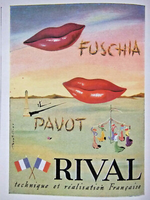 PRESSEWERBUNG 1948 RIVALE FUSCHIA MOHN FRANZÖSISCHE REALISIERUNG