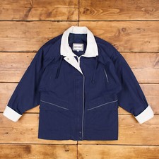 Vintage Fleet Street Windbreaker Coat L 90s Blue Womens Zip Snap