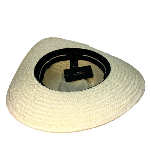 RAG & BONE Womens Packable Straw Net Band Fedora Hat Natural Beige M (MSRP $225) - Picture 3 of 3