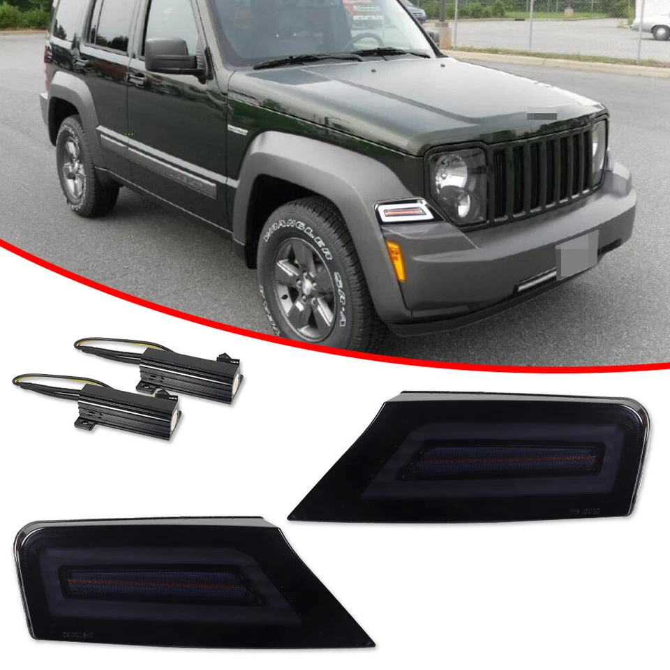 Luces de esquina intermitentes LED intermitentes de señal de giro para Jeep Liberty 08-12 2X Foto 3 de 4