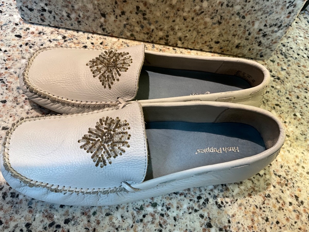 HUSH PUPPIES WHITE LEATHER MOCCASINS SIZE 9/40 COMFORT WELL  display picture 2