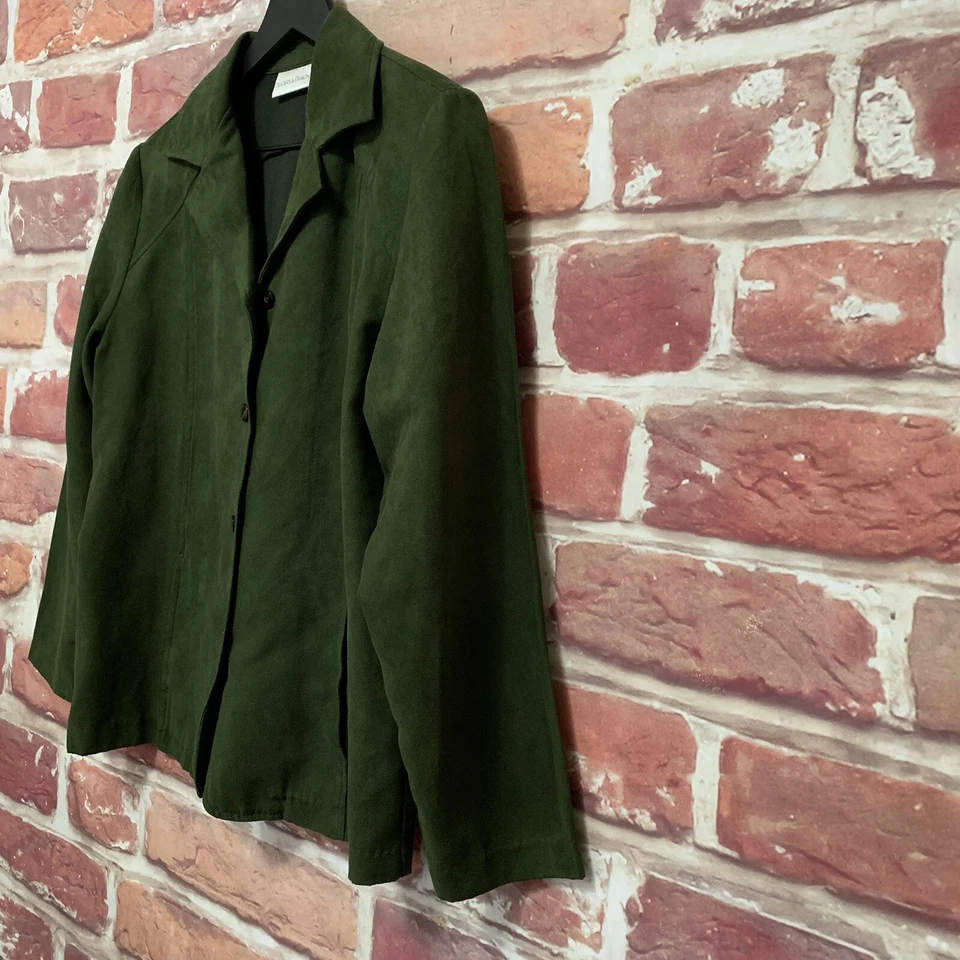 Draper's & Damon's куртка женщин маленький зеленый замши текстурированный кнопка спереди блейзер - Изображение 2 из 4