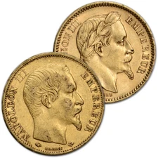 France Gold 20 Francs .1867 oz - Napoleon III -  Avg Circ - Random Date