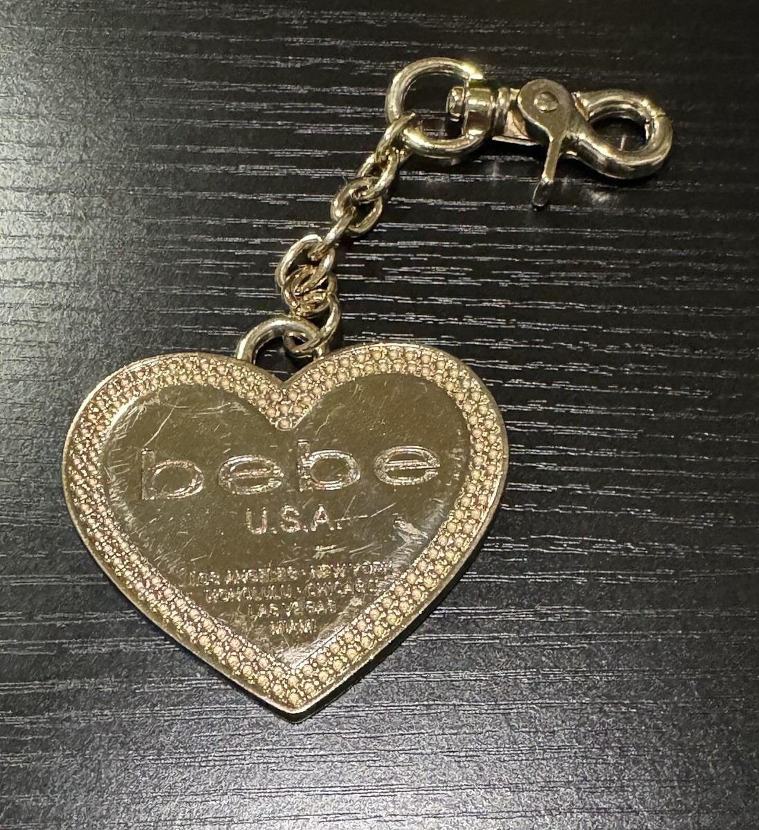 LA Hearts Mixed Metal Heart Locket Bag Charm Keychain