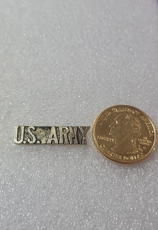 U.S. ARMY SCRIPT LAPEL HAT TIE PIN GOLD TONED SINGLE POST CLUTCH BACK ...