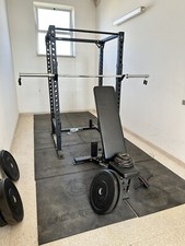 attrezzatura palestra Lacertosus rack completa di safety, bilancere, panca 