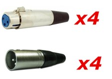 4 Pair 8pcs Male Female XLR 3-Pin Audio Cable Connector Plug Mic Microphone