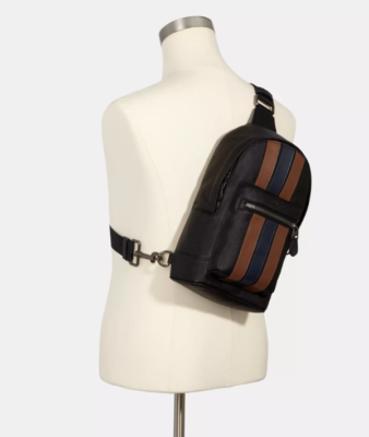 coach heritage stripe stripes plain leather backpacks Buy West Backpack With Varsity Stripe, 3184 at Signature coated canvas and smooth leather Two separate main compartments with zip closures Inside zip cell phone and multifunction pockets Fabric lining Top handle with 3 1/4 drop Outside zip pocket Adjustable shoulder straps 12 1/2 (L) x 16 3/4 (H) x 6 (W) Style No. Coach 2999 Men's West Pack