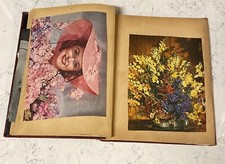 Vintage Old Scrapbook w/ Magazine Clippings Ads Art Food Fashion Cartoons Women