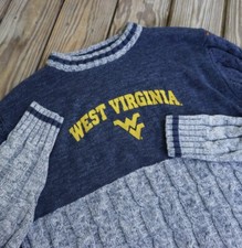 Men’s Bruzer University Of West Virginia Cable Knit Crewneck Sweater WVU Large