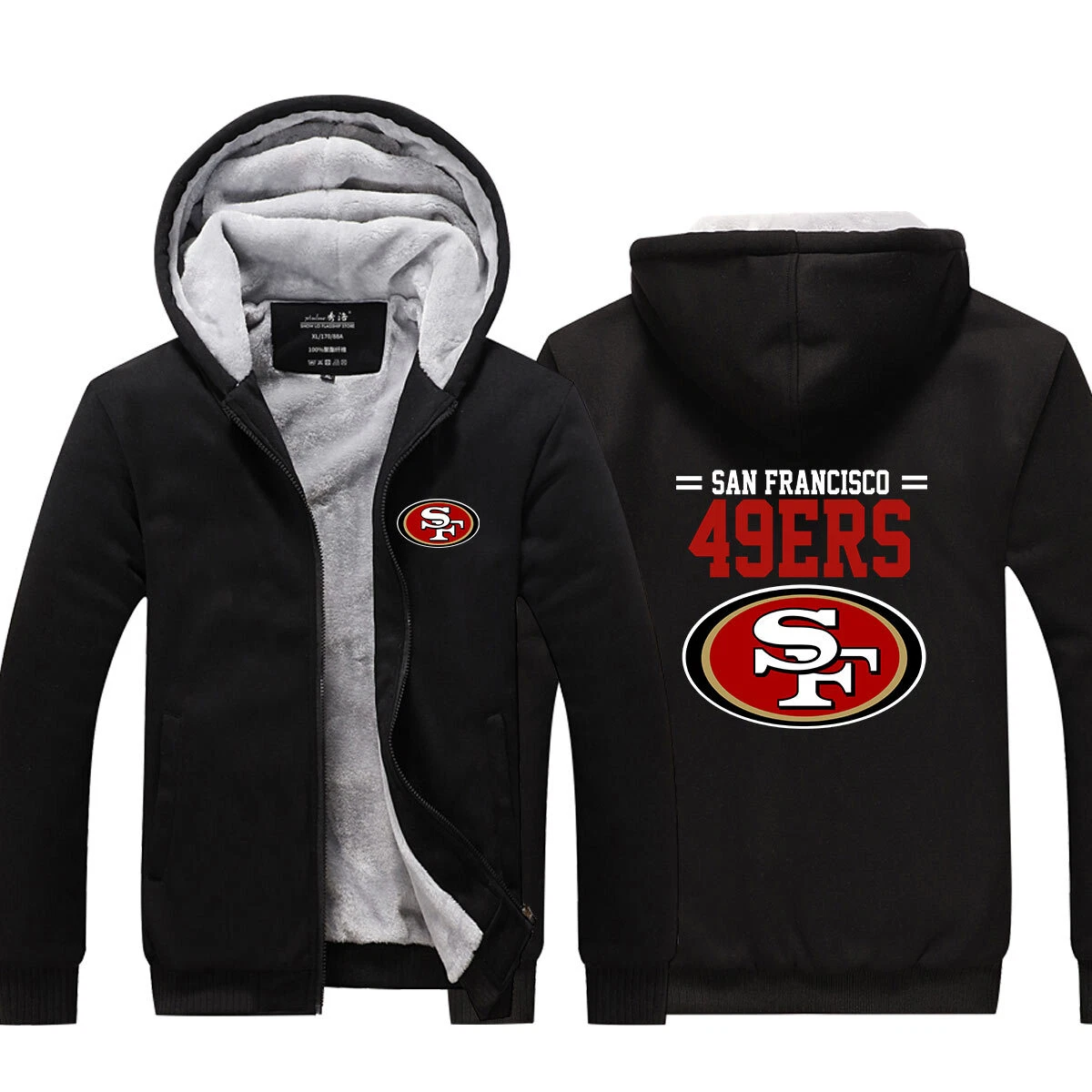 Men's San Francisco Fleece Zip-Up Hoodie Winter Jacket