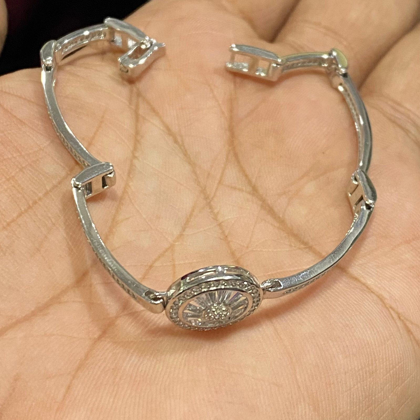 QVC TOVA for Diamonique Center Station Bracelet, Sterling Preowned
