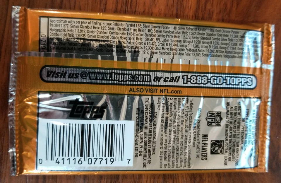 2007 Topps Football Draft Picks & Prospects 5 card HOBBY pack - checklist below - Image 2 of 2