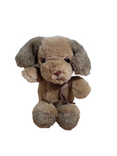 Dunhill Puppy Dog Brown Tan Gray Stuffed Animal Plush Russ Berrie 9" READ