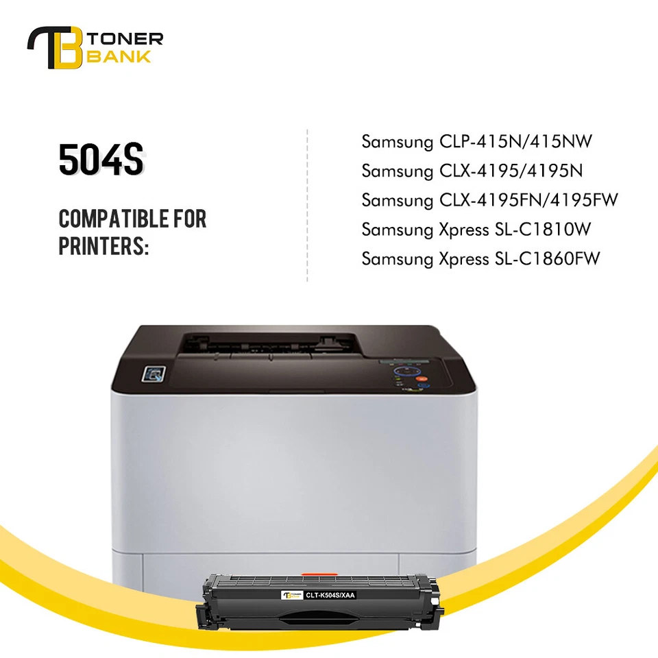 Lote de tóner CLT K504S 504S apto para Samsung Xpress SL-C1810W C1860FW CLX-4195FN Foto 2 de 4