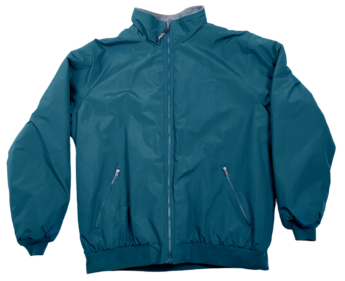 LL Bean Mens Warm Up Jacket Fleece Lined Full Zip Thinsulate Green