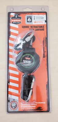 Ergodyne Squids 3000-Werkzeugleine mit Doppelkarabiner, einziehbar Schwarz