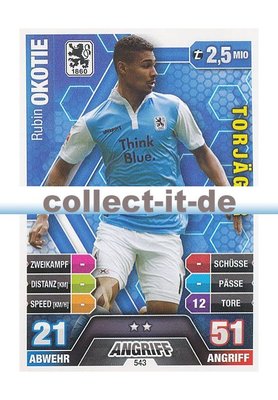 Match Attax Extra 14/15 - 543 - Rubin OKOTIE- 2. Bundesliga Torjäger