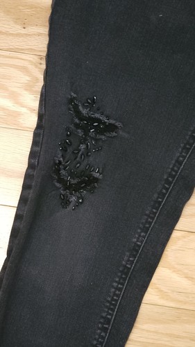 Imperial Star Skinny Black Jeans For Girls Size 16 Black Rhinestones - Picture 6 of 10