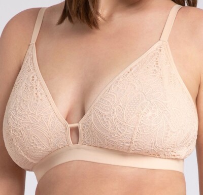 Lebhafter vollbusiger Bralette rosa Palmenspitze Gr. 34 36 ohne Bügel weicher Freizeit BH 42280