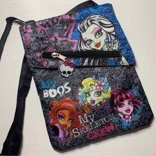 Monster High Girls Black Sparkly Crossbody Shoulder Bag Purse/W Pockets New