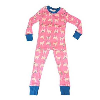 Amazon Essentials Girls XS 4/5 Pink Llama Print Pajama Pants Set