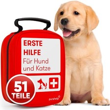 PURAHELP Erste Hilfe Set Hund & Katze, 51 Teile inkl. Zeckenzange & Pinzette