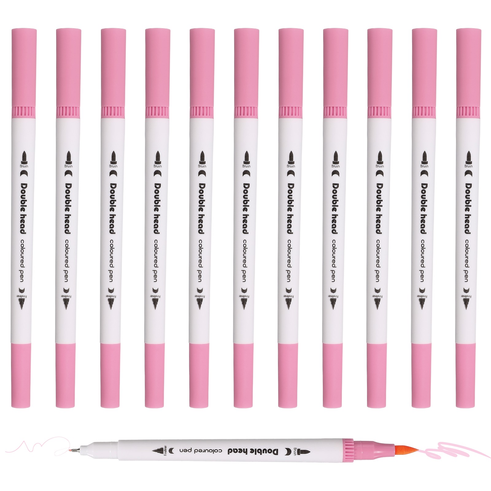 12Pack Dual Brush Markers Neon Pink Watercolor Fine and Brush Tips Pens