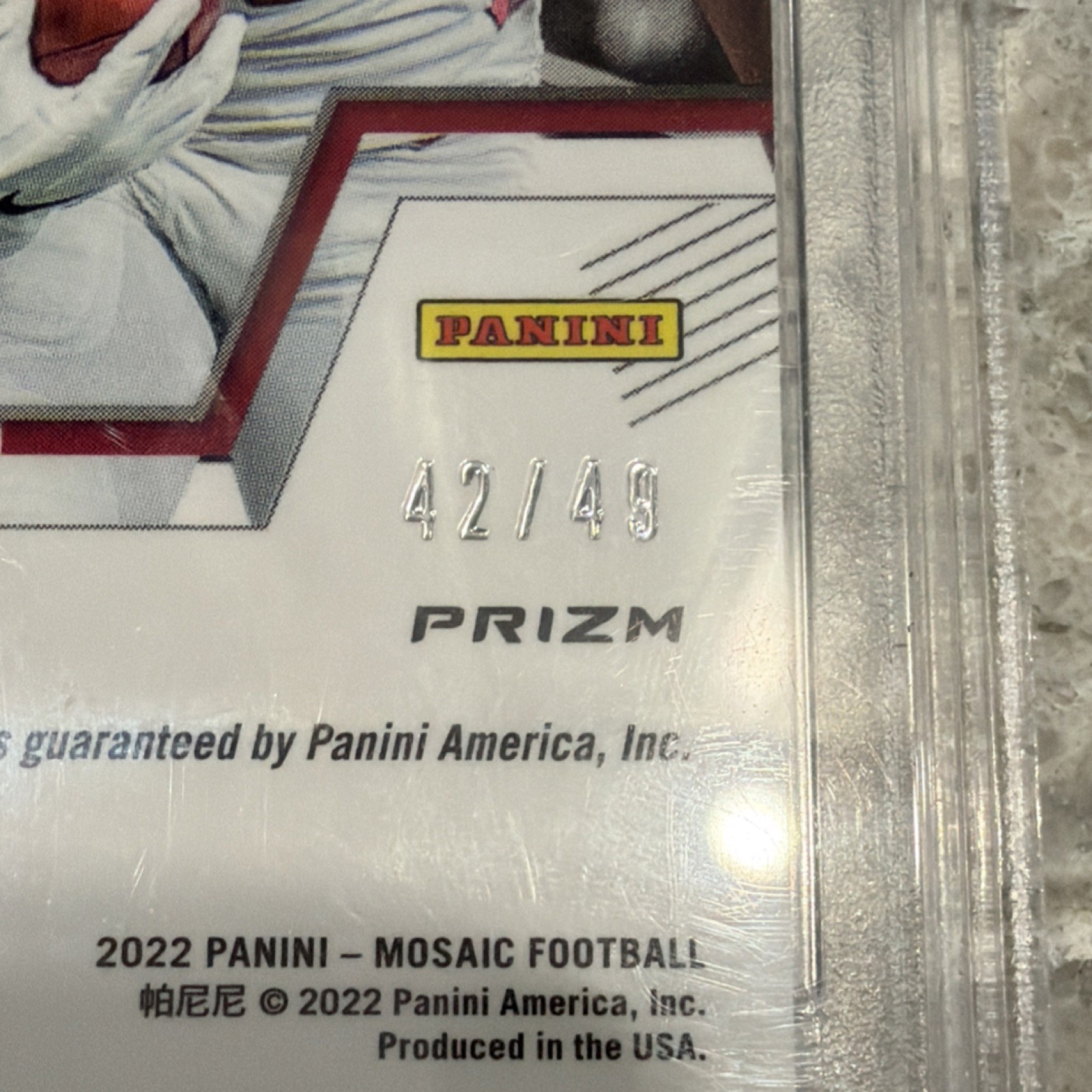 Panini Mosaic Rondale Moore Purple Mosaic Prizm Auto /49 Football 2022 view 3