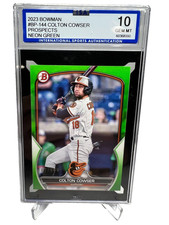Colton Cowser 2023 Bowman Prospects Neon Green /399 #BP-144 Orioles ISA 10 GEM