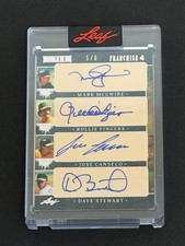 McGwire, Canseco Fingers Stewart 2025 Leaf Seasons in the Sun Franchise 4 Auto