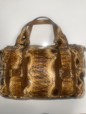 JIMMY CHOO PYTHON Leather/Suede Satchel BAG  Used Excellent Condition