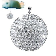 Bling Car Accessories - Elegant 1.37" Crystal Ball Rear View Mirror Silver