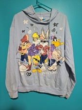 Looney Tunes Sweatshirt Adults Size Med Oversized Pullover Cartoon Cast Hoodie