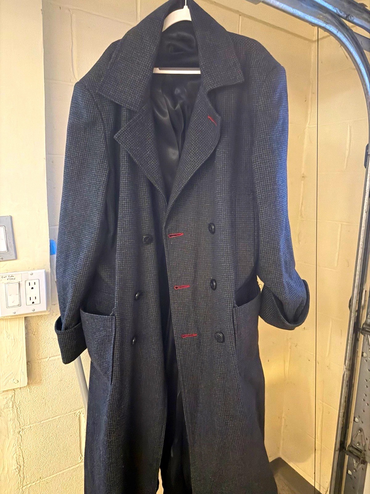 Halloween Replica Sherlock Holmes Overcoat Gray Houndstooth, Lined, Pockets, M image 1