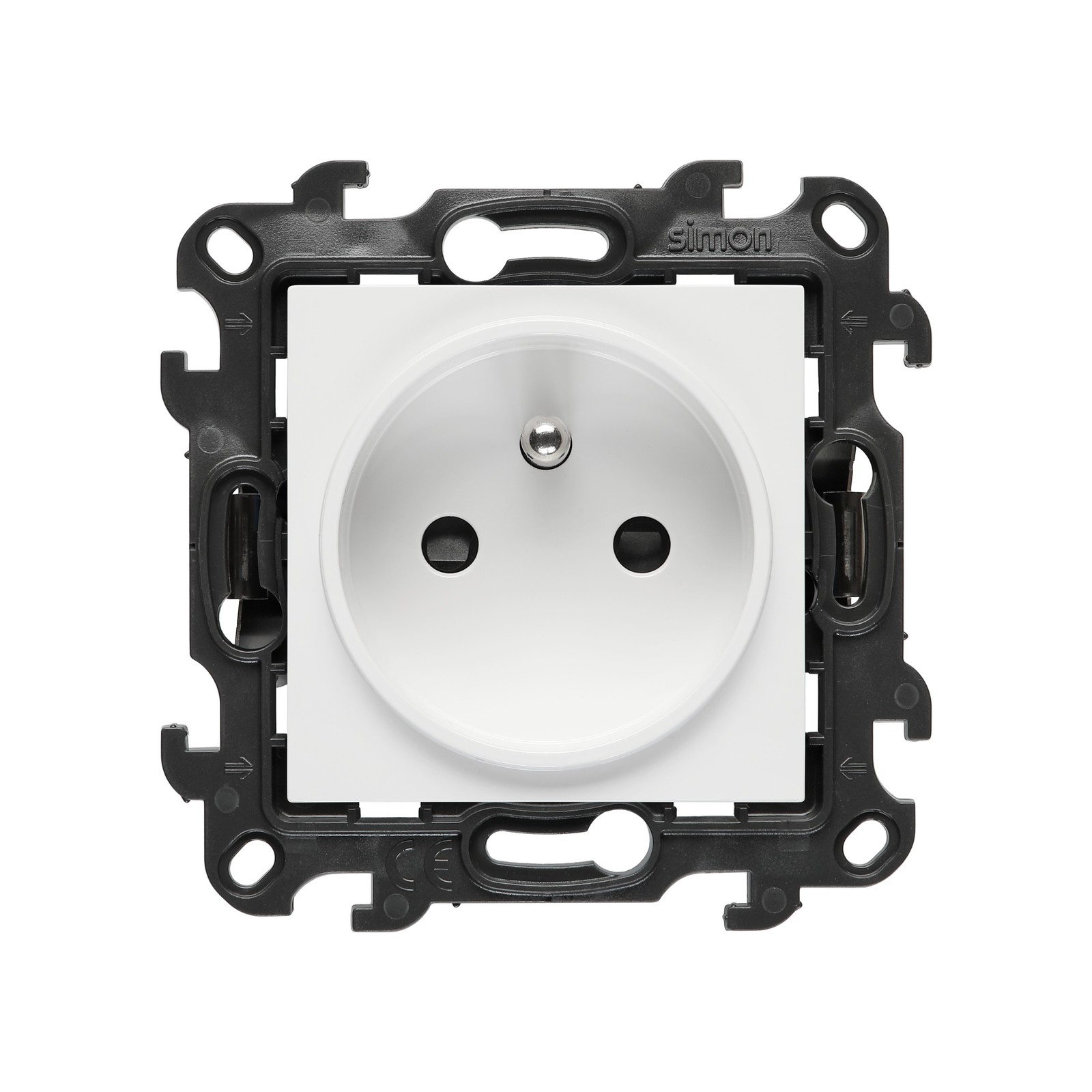 24 White Module 1x Schuko Outlet with Shutters Push-In Spring