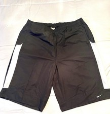 Vintage NWT Nike-90s-Y2K Men's Black Basketball Shorts W/White Swoosh- Size L
