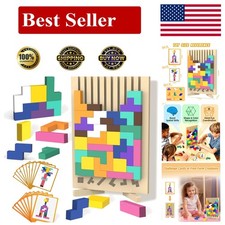 3D Russian Block Puzzle Montessori Toy Art, 42 Pcs Wooden Brain Teasers Stack...