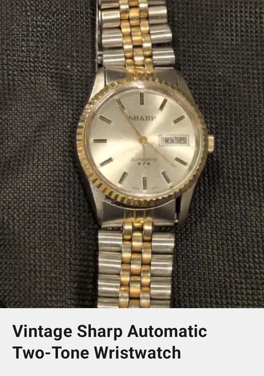 Sharp Automatic Two-Tone Day Date Round Silver Br… - image 1