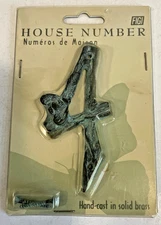 Vtg '99 FIGI Hand Cast Solid Brass House Number 4 Unopened Unused