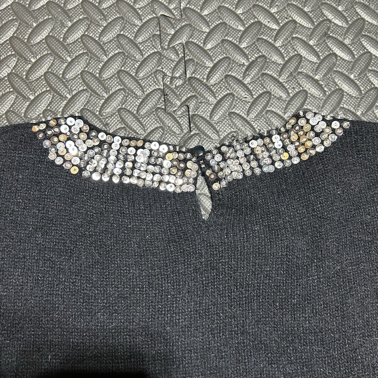 IB Diffusion Sweater Argyle Sequin Black Silk Lon… - image 9