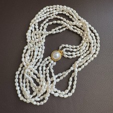 Vintage Genuine Fresh Water Rice Pearls Multi-strand Necklace 28