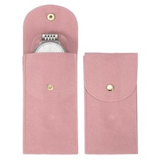 2 Pcs Velvet Watch Pouch, Single Watch Travel Case, Pink