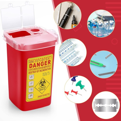 20 Pcs 1 Quart Flip Top Sharps Disposal Containers - Portable Trash Bin for Tatt - Foto 6 di 7