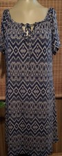 NY Invasion Multicolor Pullover Silky Stretch Sz Large Slip On Summer Dress