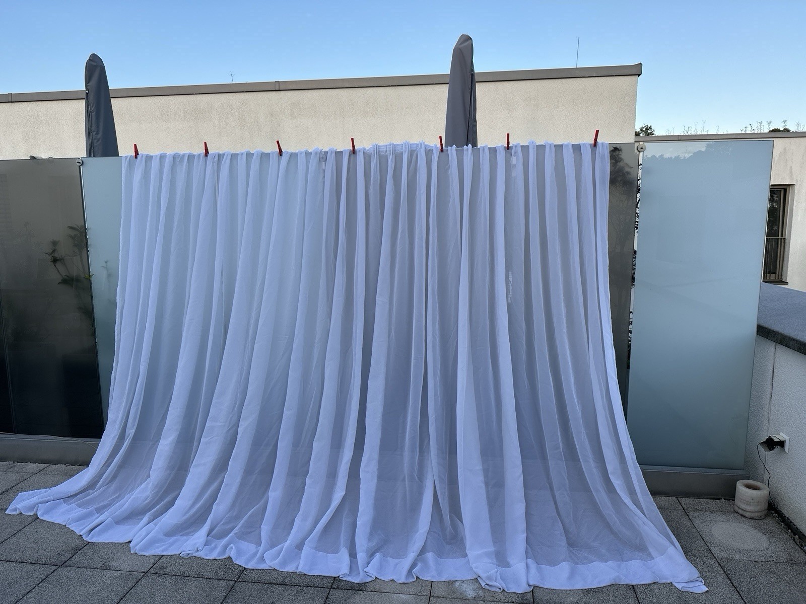 Gardine Vorhang Store / gerafft mit Rollen Lang Weiss Höhe 2.30 m Breite 3.20m