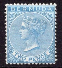 BERMUDA 1865-1903 2D DULL BLUE FRESH MOUNTED MINT. STANLEY GIBBONS NUMBER 3.