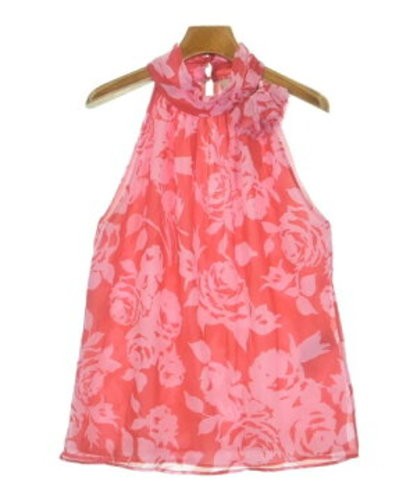 Anna Molinari Floral Sleeveless Blouse Pink Red Button Front Size 42 M Italy